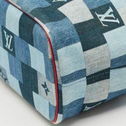 Pre Owned Louis Vuitton Blue/Rouge Damier Monogram Patchwork Denim Neverfull MM Bag
