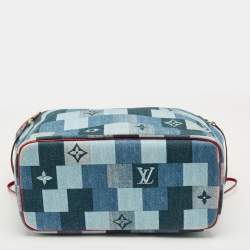 Pre Owned Louis Vuitton Blue/Rouge Damier Monogram Patchwork Denim Neverfull MM Bag