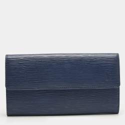 Pre Owned Louis Vuitton Myrtille Blue Epi Leather Sarah Wallet