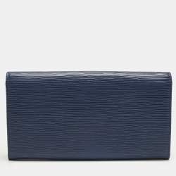 Pre Owned Louis Vuitton Myrtille Blue Epi Leather Sarah Wallet