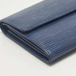 Pre Owned Louis Vuitton Myrtille Blue Epi Leather Sarah Wallet