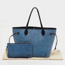Pre Owned Louis Vuitton Light Denim Epi Leather Neverfull MM Bag
