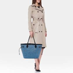 Pre Owned Louis Vuitton Light Denim Epi Leather Neverfull MM Bag