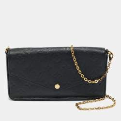 Pre Owned Louis Vuitton Black Monogram Empreinte Leather Pochette Felicie Bag