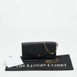 Pre Owned Louis Vuitton Black Monogram Empreinte Leather Pochette Felicie Bag