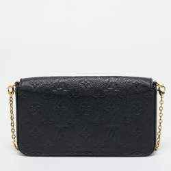 Pre Owned Louis Vuitton Black Monogram Empreinte Leather Pochette Felicie Bag
