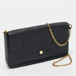 Pre Owned Louis Vuitton Black Monogram Empreinte Leather Pochette Felicie Bag