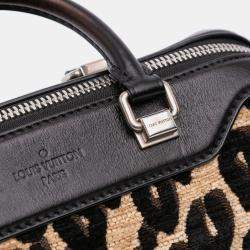 Pre Owned Louis Vuitton Beige Brown Stephen Sprouse Chenille Leopard Baby Bag