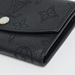 Pre Owned Louis Vuitton Black Mahina Leather Iris Compact Wallet
