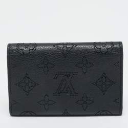 Pre Owned Louis Vuitton Black Mahina Leather Iris Compact Wallet
