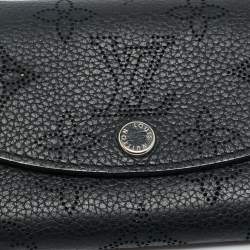 Pre Owned Louis Vuitton Black Mahina Leather Iris Compact Wallet