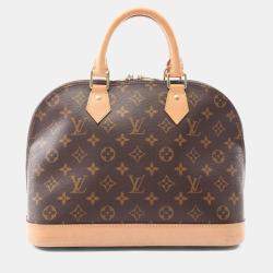 Pre Owned Louis Vuitton Alma Brown Leather, Canvas  Satchel Bag