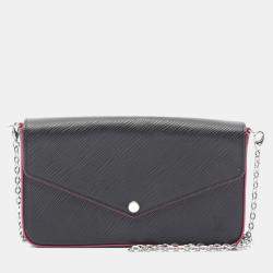 Pre Owned Louis Vuitton Felicie Black Epi Leather Pochette Shoulder Bag 