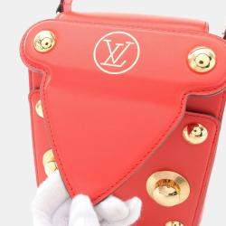Pre Owned Louis Vuitton S Lock Red Leather Top Handle Bag