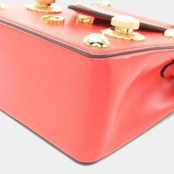 Pre Owned Louis Vuitton S Lock Red Leather Top Handle Bag