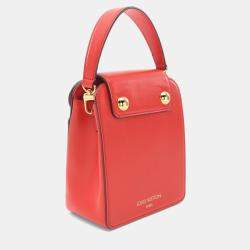 Pre Owned Louis Vuitton S Lock Red Leather Top Handle Bag