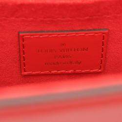 Pre Owned Louis Vuitton S Lock Red Leather Top Handle Bag