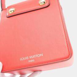 Pre Owned Louis Vuitton S Lock Red Leather Top Handle Bag