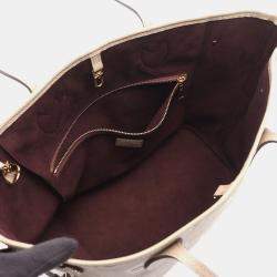 Pre Owned Louis Vuitton Neverfull MM Beige Monogram Empreinte Leather Tote Bag