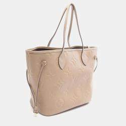 Pre Owned Louis Vuitton Neverfull MM Beige Monogram Empreinte Leather Tote Bag