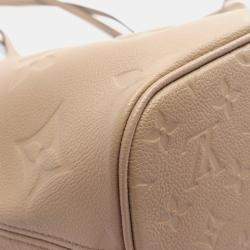 Pre Owned Louis Vuitton Neverfull MM Beige Monogram Empreinte Leather Tote Bag