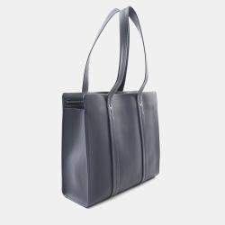 Pre Owned Louis Vuitton Aerogram Navy Blue Leather Tote Bag