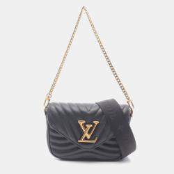 Pre Owned Louis Vuitton Lockme Chain Black Grained Calfskin Leather Shoulder Bag