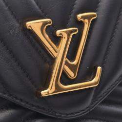 Pre Owned Louis Vuitton Lockme Chain Black Grained Calfskin Leather Shoulder Bag