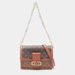 Pre Owned Louis Vuitton Dauphine Brown Monogram Canvas Leather Shoulder Bag