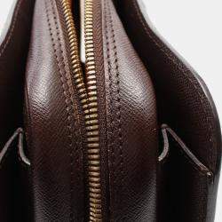 Pre Owned Louis Vuitton Triana Brown Canvas, Leather Satchel Bag