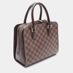 Pre Owned Louis Vuitton Triana Brown Canvas, Leather Satchel Bag
