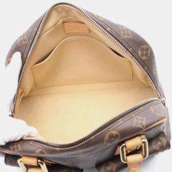 Pre Owned Louis Vuitton Manhattan PM Brown Monogram Canvas Top Handle Bag