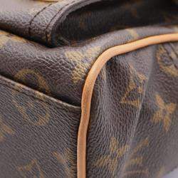 Pre Owned Louis Vuitton Manhattan PM Brown Monogram Canvas Top Handle Bag