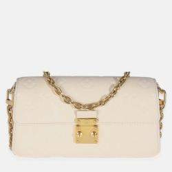Pre Owned Louis Vuitton Monogram Empreinte Cream Wallet On Chain Metis