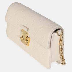 Pre Owned Louis Vuitton Monogram Empreinte Cream Wallet On Chain Metis