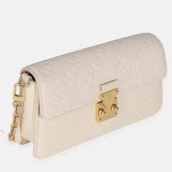 Pre Owned Louis Vuitton Monogram Empreinte Cream Wallet On Chain Metis