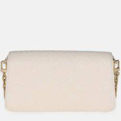 Pre Owned Louis Vuitton Monogram Empreinte Cream Wallet On Chain Metis
