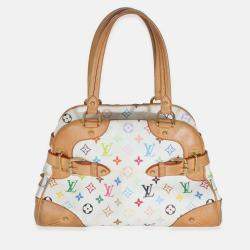 Pre Owned Louis Vuitton White Monogram Multicolor Canvas Claudia