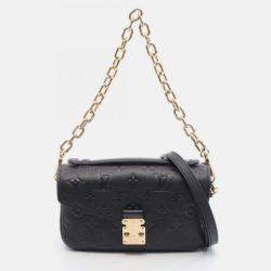 Pre Owned Louis Vuitton Metis East West Pochette Handbag In Monogram Empreinte Leather Black