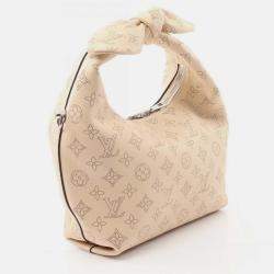Pre Owned Louis Vuitton Why Not Pm Mahina Leather Handbag Beige