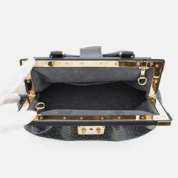 Pre Owned Louis Vuitton Nanogram Calf Leather Monogram Clutch Bag Black