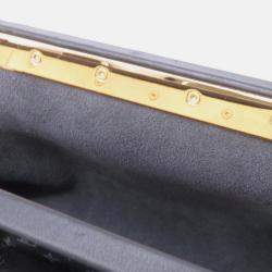 Pre Owned Louis Vuitton Nanogram Calf Leather Monogram Clutch Bag Black