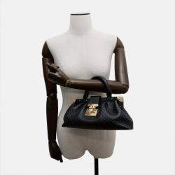 Pre Owned Louis Vuitton Nanogram Calf Leather Monogram Clutch Bag Black