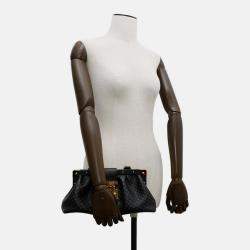 Pre Owned Louis Vuitton Nanogram Calf Leather Monogram Clutch Bag Black