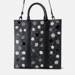 Pre Owned Louis Vuitton Monogram Eclipse Handbag With Painted Dots Lv X Yk Sac Plat Black