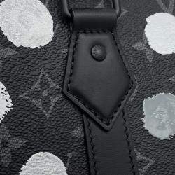 Pre Owned Louis Vuitton Monogram Eclipse Handbag With Painted Dots Lv X Yk Sac Plat Black