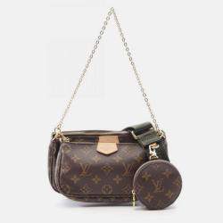 Pre Owned Louis Vuitton Multi Pochette Accessoires Shoulder Bag In Coated Canvas With Monogram Design Brown And Khaki