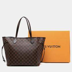 Pre Owned Louis Vuitton Brown Damier Ebene Neverfull MM