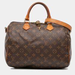 Pre Owned Louis Vuitton Brown Monogram Speedy Bandouliere 30