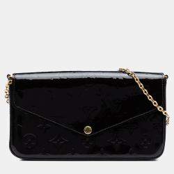 Pre Owned Louis Vuitton Black Monogram Vernis Pochette Felicie